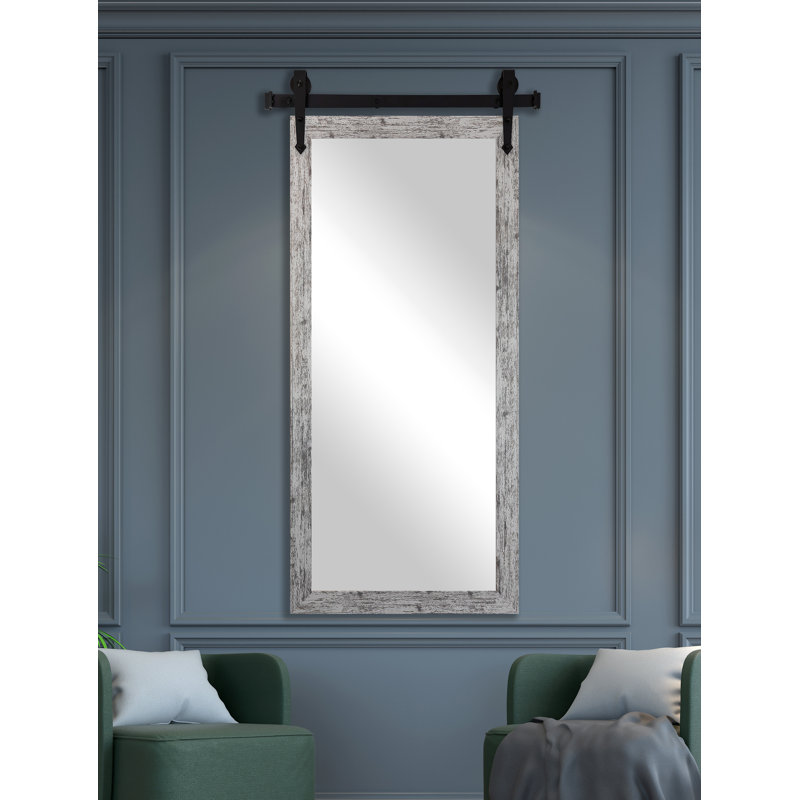 Neace Flat Wall Mirror, 72" x 31", Weathered White