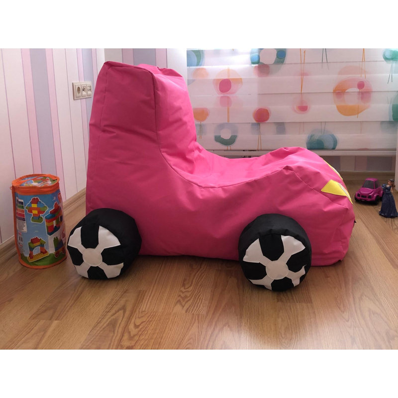 Fauteuil à billes rose confortable de 35,4 po x 27,6 po x 35,4 po | 100% polyester, tissu imperméable, housse zippée amovible | Rempli de mousse de styromousse recyclée pour une détente ultime | Parfait pour les enfants et les adolescents