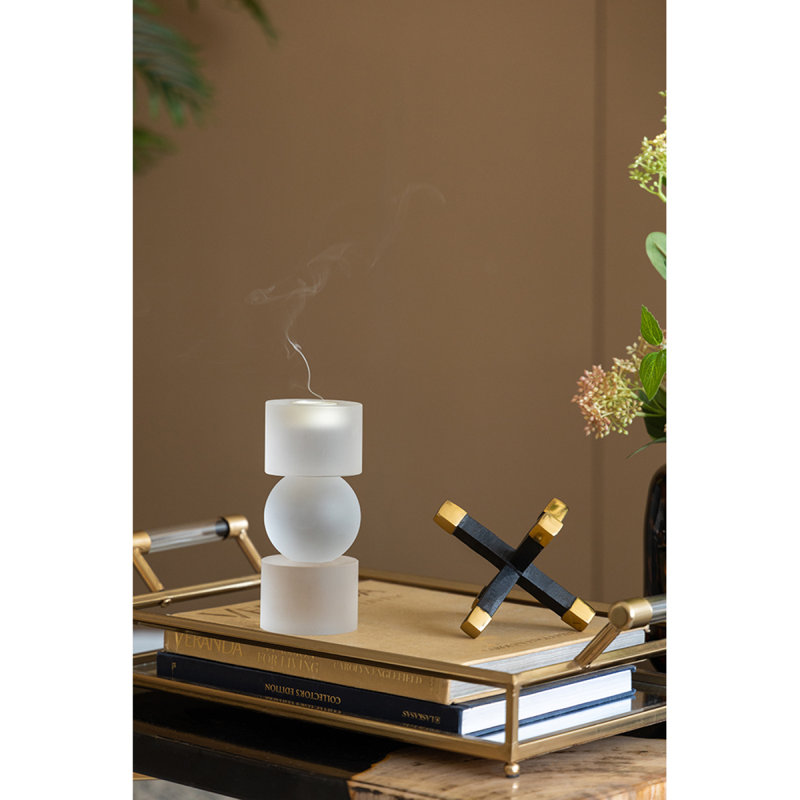 Petit porte-bougie en verre D3.1X7.1 "Palisade, H 7,13 po x l 3,13 po x P 3,13 po