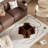 Wooden Round Coffee Table With Smoked Tempered Glass Top, 27.5" W Living Room Center Table