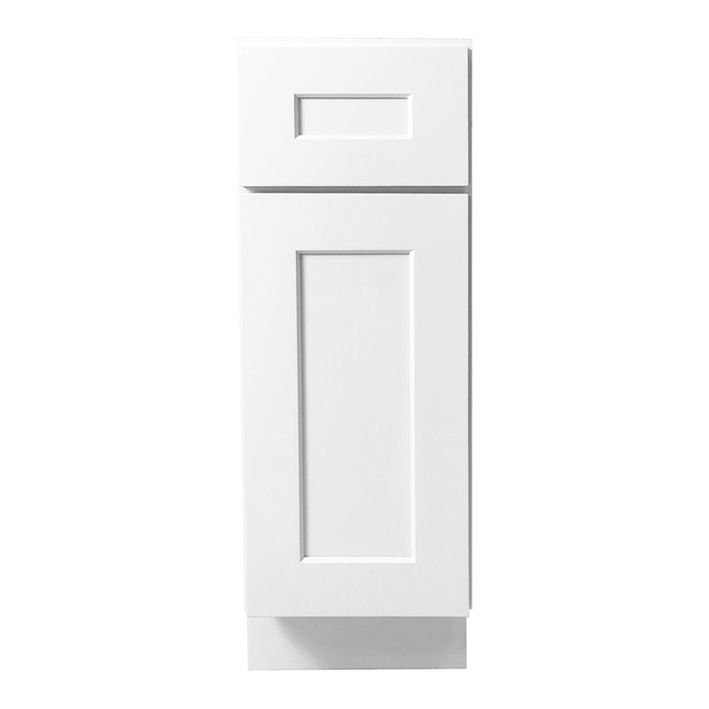 Armoire de base blanche à porte simple Shaker en bois massif pour la cuisine, la buanderie et la salle de bain, largeur de 15 po, hauteur de 34,5 po, profondeur de 24 po, multifonction, utilisation à long terme, facile à nettoyer, peu encombrante, fermeture en douceur