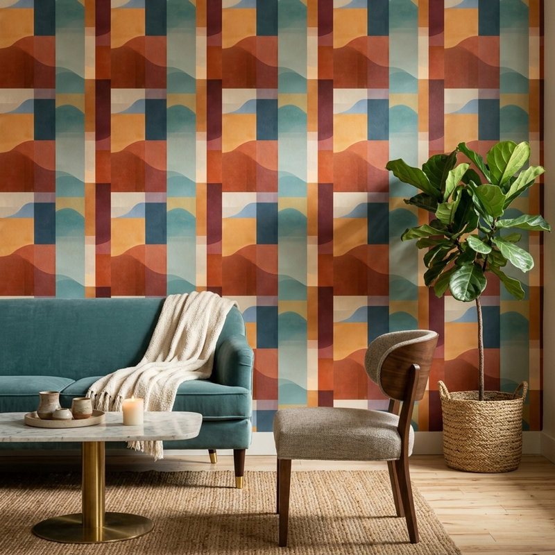 Papier peint décoratif Mid Mid Century, Peler et coller