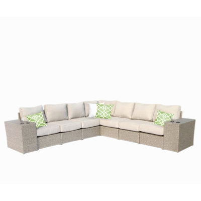 Outdoor Wicker 6-Person Sofa Set With Cushions