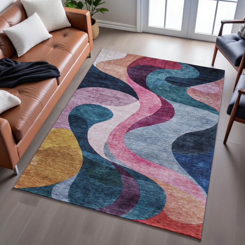 Premium Machine Washable Dimatteo AMF1121 Contemporary Rug, Rectangle 10 pi x 14 pi