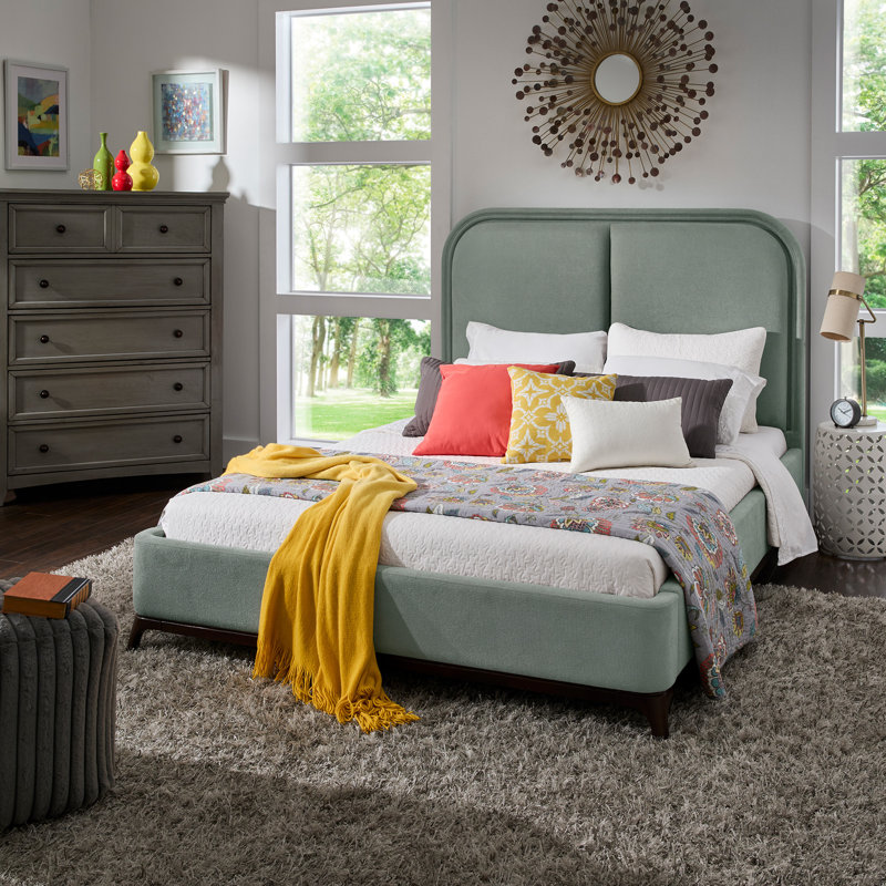 Lit plateforme tapissier Savannah, Grand, Bleu