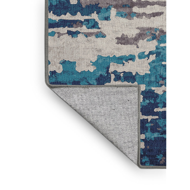 Machine Washable Gray Area Rug, Rectangle 7' x 10'