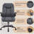 Leather Office Chair, Ergonomic Home Office Desk Chair, Back Support Swivel Executive Office Chair with Wheels and Flip-Up Armrests, Small Gaming Chair with Adjustable Rocking Function, Grey-339767496
