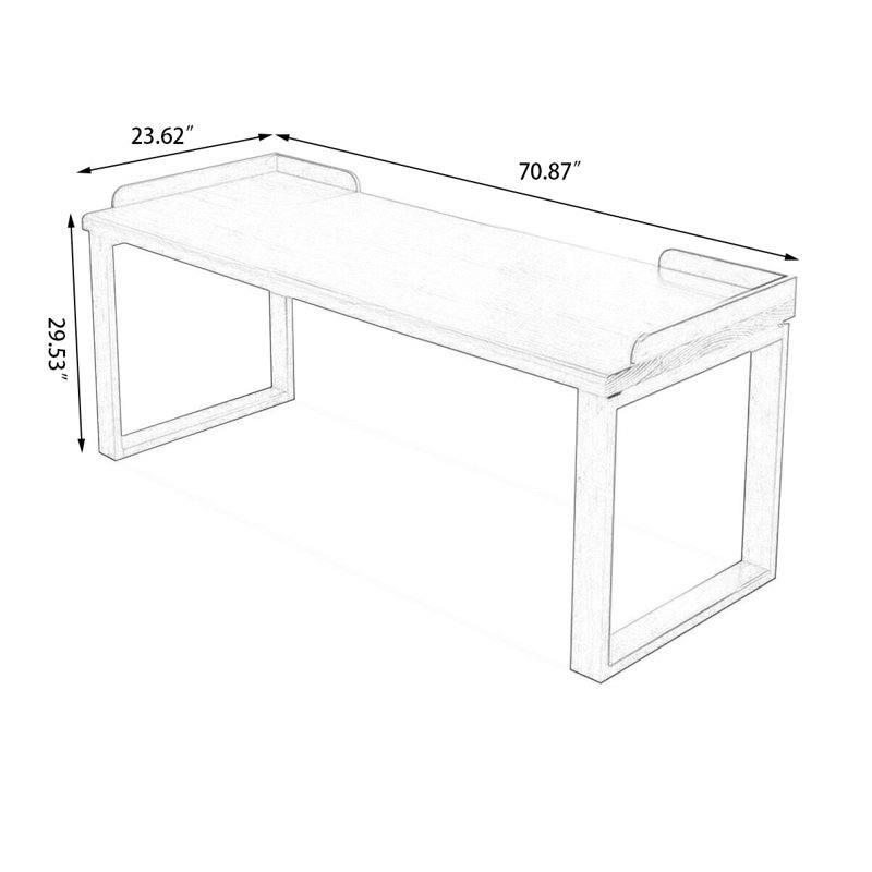 Bureaux rectangulaires en bois massif, H 29,53 po x l 70,87 po x P 23,62 po, Noyer