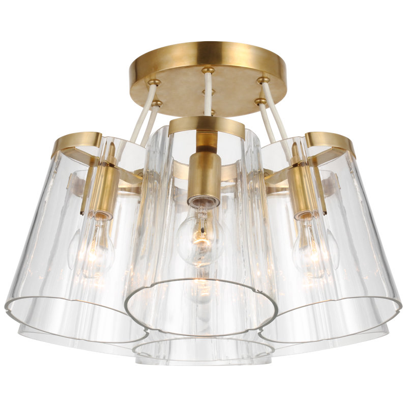 Thoreau 7 - Light Semi Flush Mount, Soft Brass