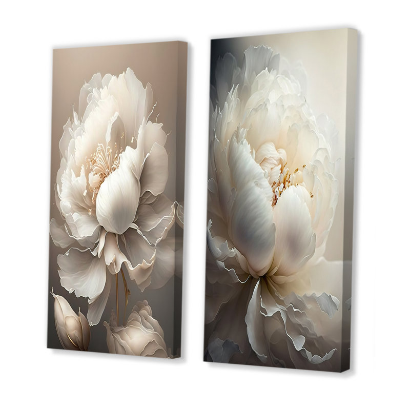 «Pivoine VI» - 2 pièces, Toile tendue, H 32 po x l 32 po