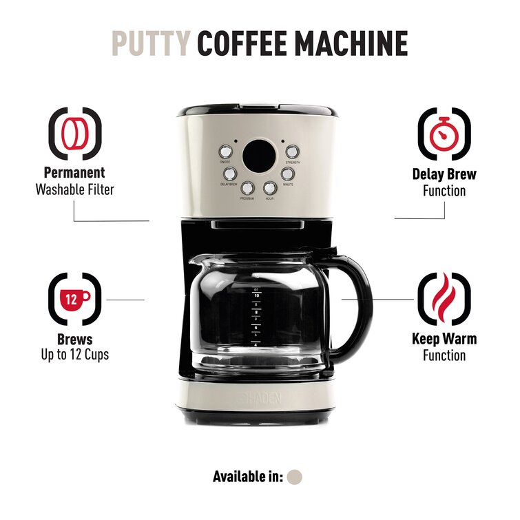 Programmable Coffee Maker, 12 Cups Coffee Pot with Timer and Glass