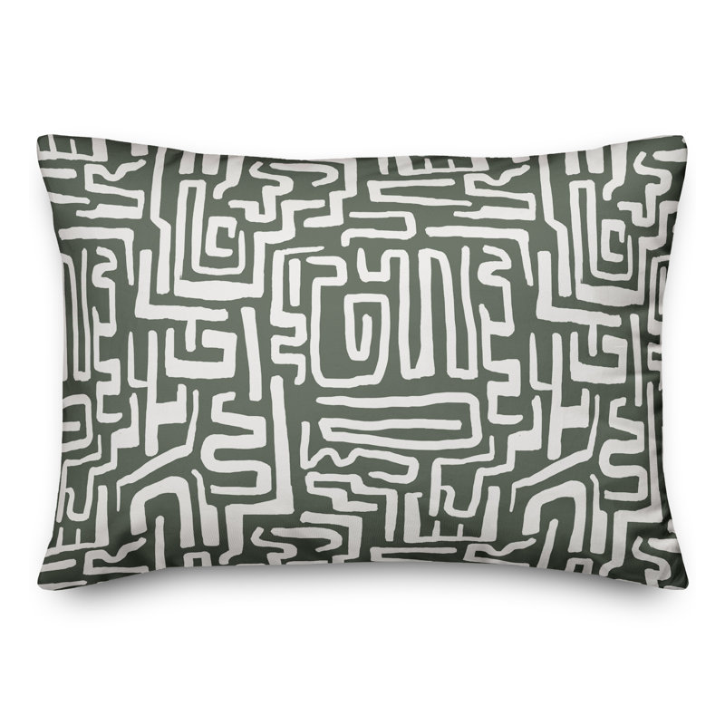 Coussin extérieur bleu marine Wiggly Shapes, H 18 po x l 25 po, Sauge