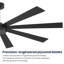 72 po Ventilateur de plafond 8 pales à double face noir et bois flottant avec télécommande DC, noir mat-488404698-487715751-487715745