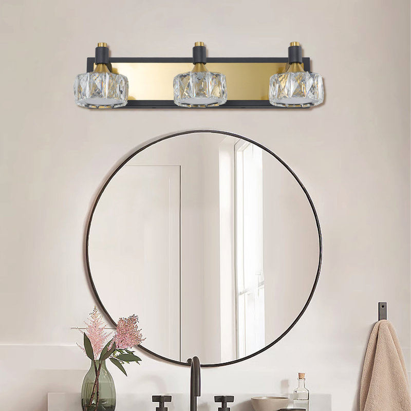 3- Crystal Bath Fixture Over Mirror - Modern Rust Bathroom Lighting