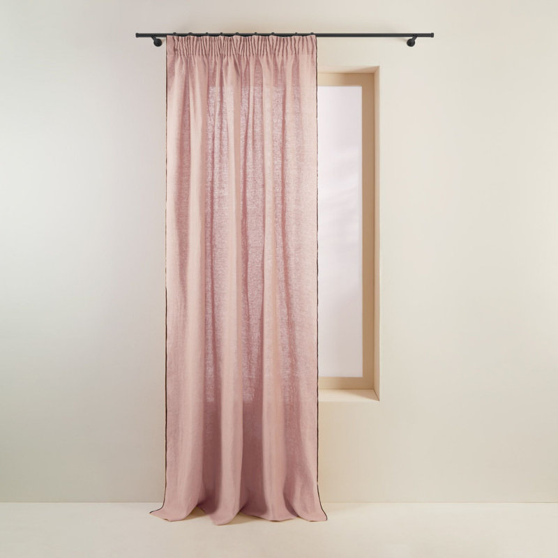 Carlina Pencil Pleat Semi Sheer Sliding Curtain, Width 350 x Drop 280cm, Pink