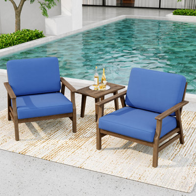 Bevelyn Outdoor Three Pieces Chair Set With Cushions And Side Table