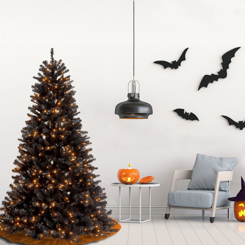 North Valley® 7' Black Spruce Artificial Christmas Tree with 500 Clear Lights with Stand