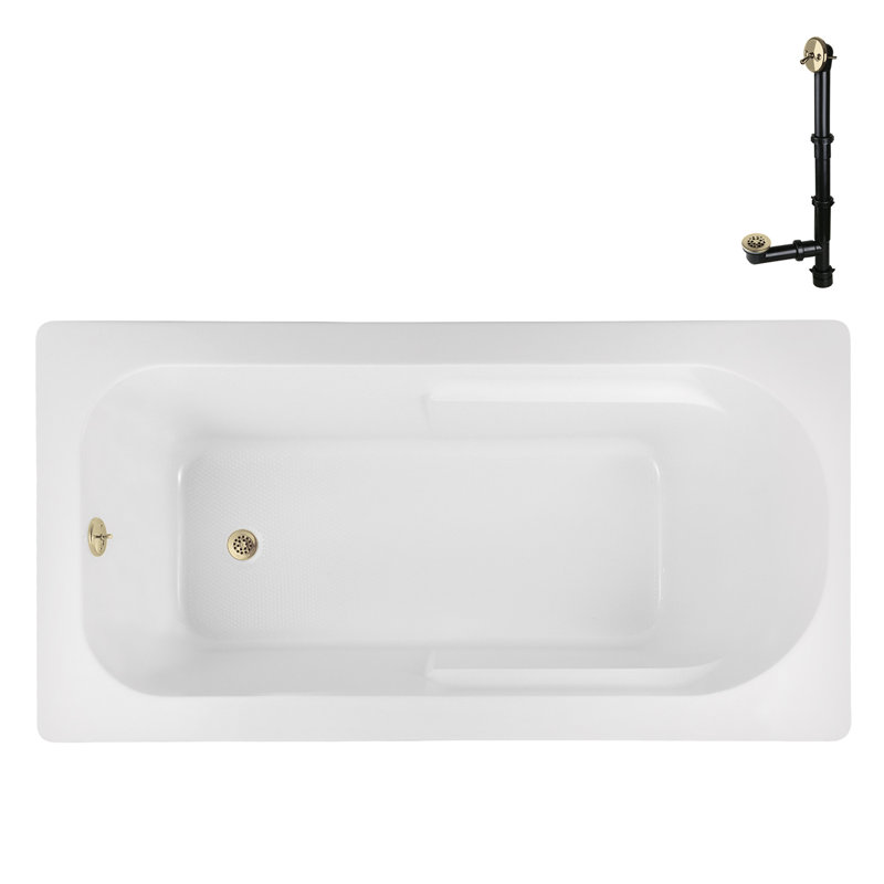72" x 36" Acrylic Soaking Drop-In Bathtub, Drain Included, Polished Brass