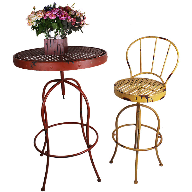 Table de bistro en métal Valeria, Rouge