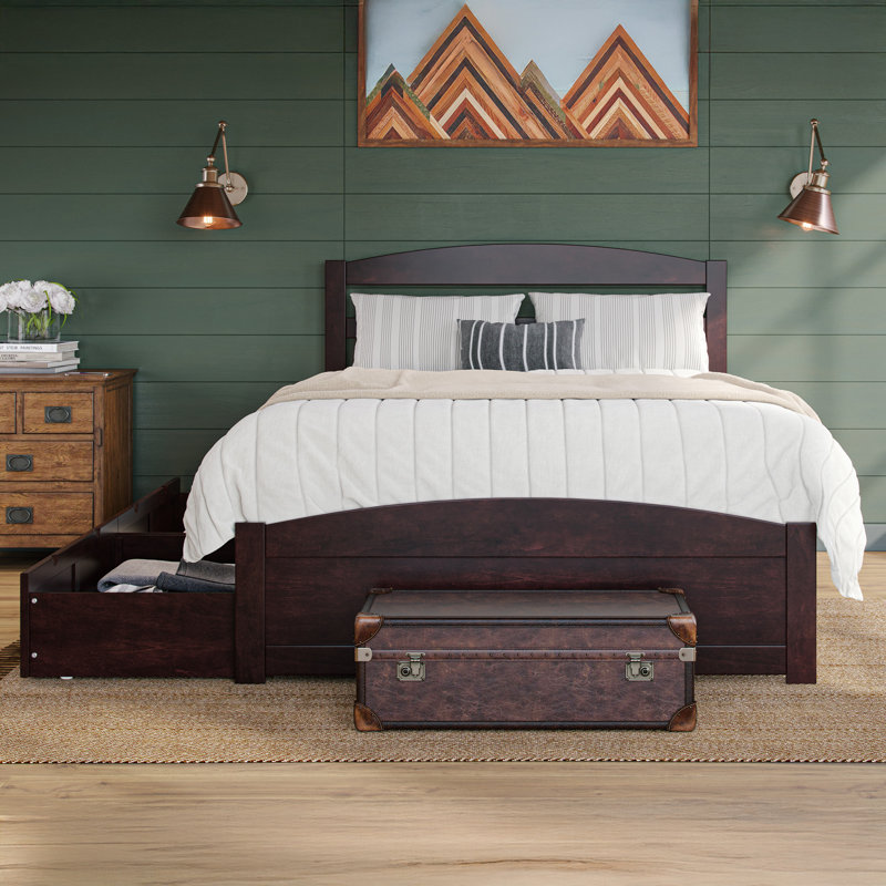 Elliana Solid Wood Slat Storage Bed, Queen, Espresso