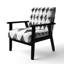 Chaise rembourrée moderne avec accoudoirs noirs et blancs Ikat-281348434