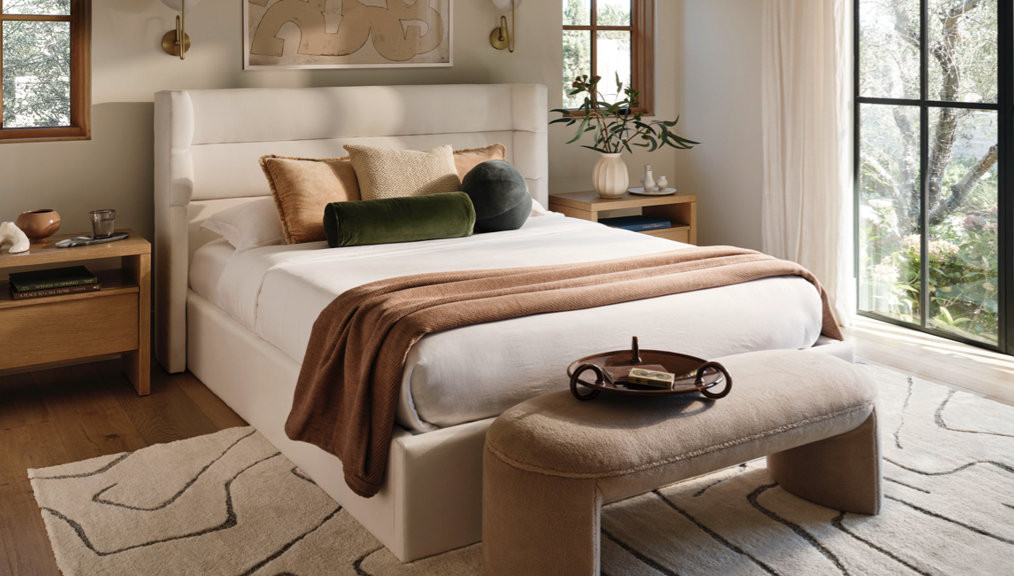 Joss & Main bedroom white and brown bed for selection image