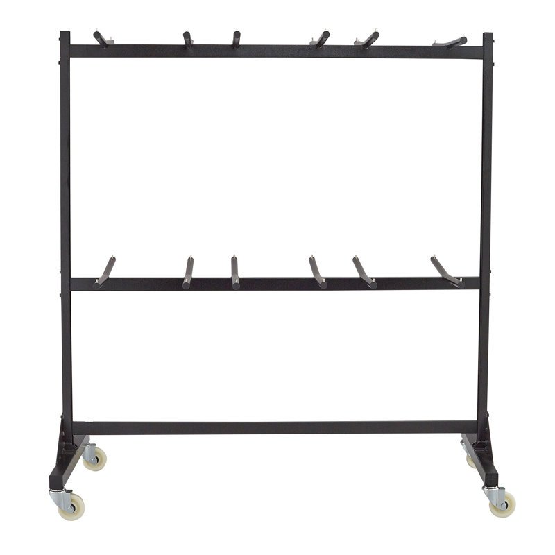 Black Powder-Coated Steel Folding Chair Trolley - 84 Chair Capacity