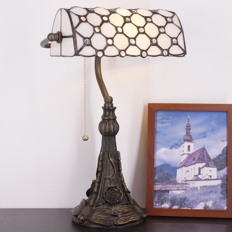 Petite lampe de table en verre coloré Tiffany Banker Tiffany