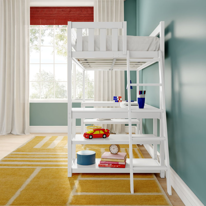 Classic Twin High Loft with Wraparound Desk