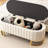 Beige Velvet Storage Bench With Metal Legs And Spacious Interior Button--426552600