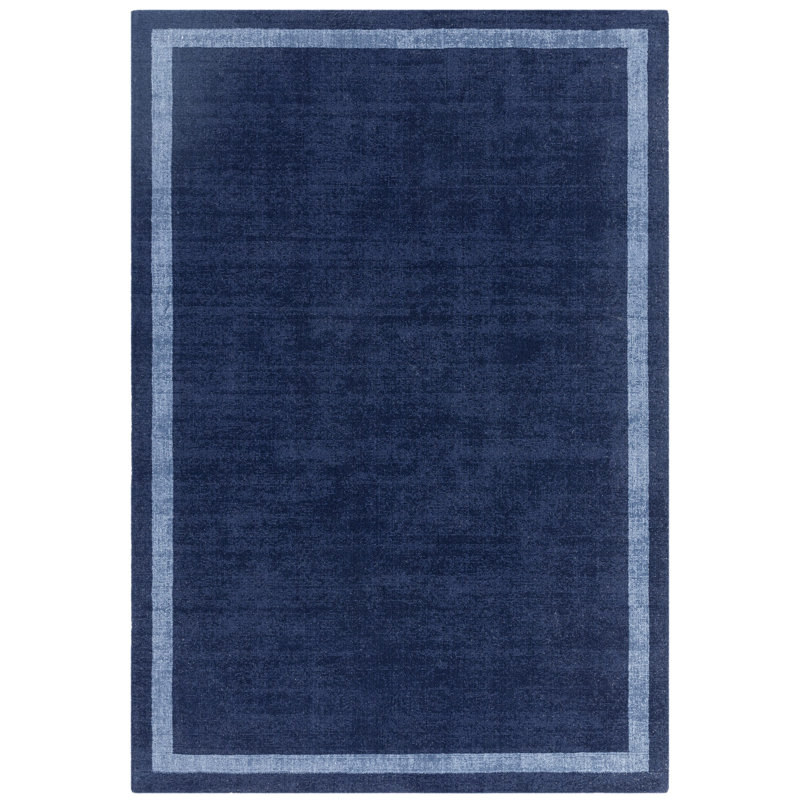 Anwitha Bordered Handmade Navy Area Rug, Runner 68 x 240cm