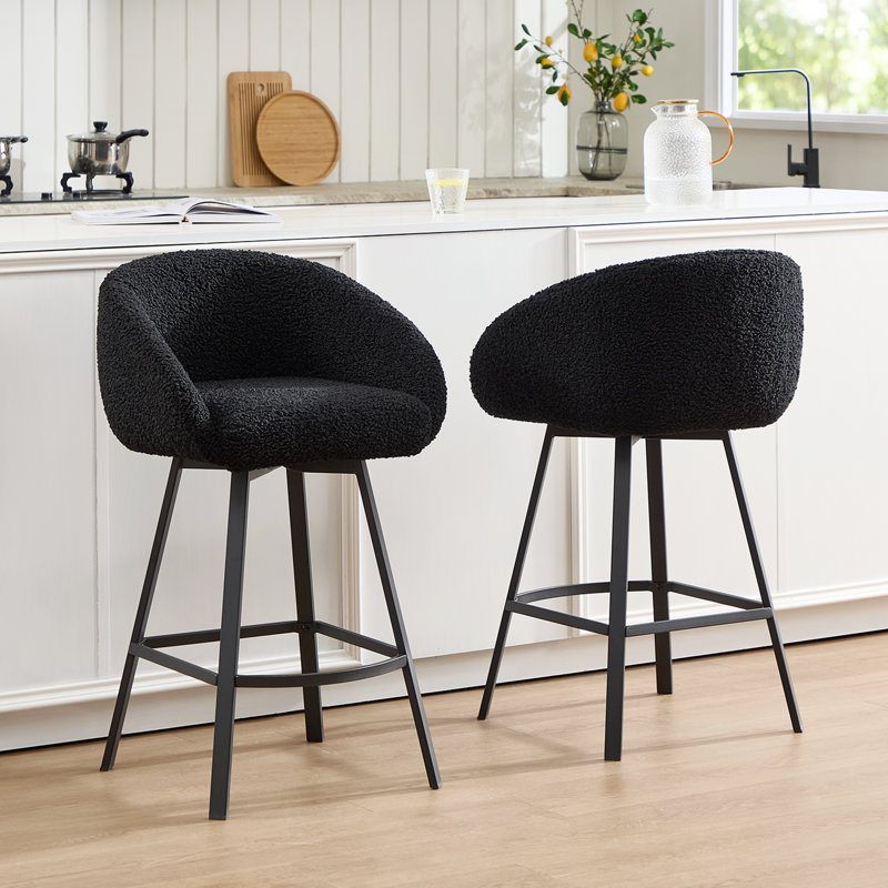 Absalom Swivel 26.4" Sherpa Counter Stool