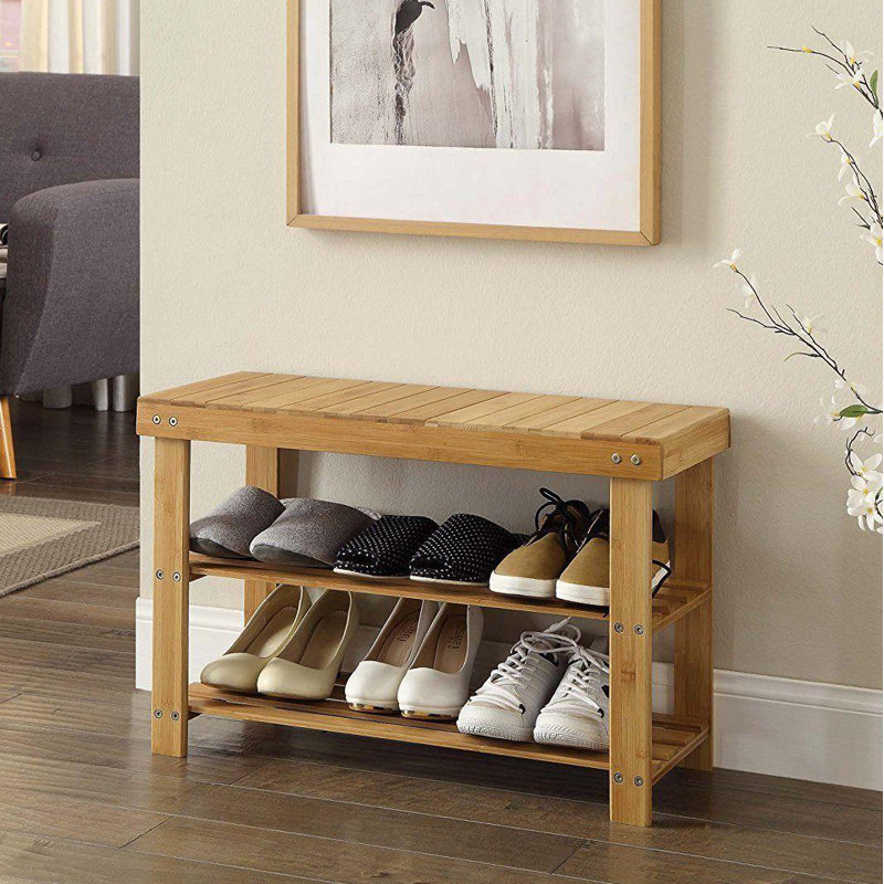 6 Pair Shoe Storage Bench, Natural