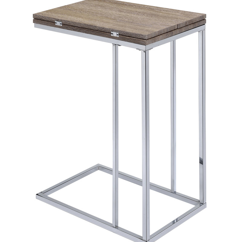Weathered Oak & Side Table - Expandable Surface Area Geometric Shaped Base, Versatile