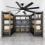 Grands ventilateurs de plafond de 72 pouces avec lumières et télécommande, ventilateur de plafond moderne noir intérieur / extérieur pour la cuisine du salon, moteur à courant continu silencieux réversible à 6 vitesses, 8 pales à finition double