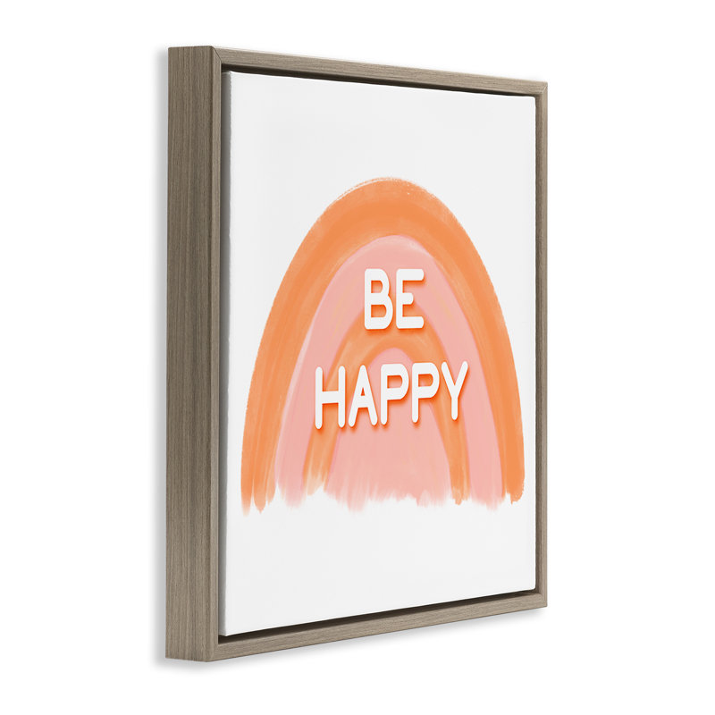 «Orange Be Happy», art mural encadré par Amber Clarkson, Cadre flottant orme Montalcino, H 25 po x l 25 po