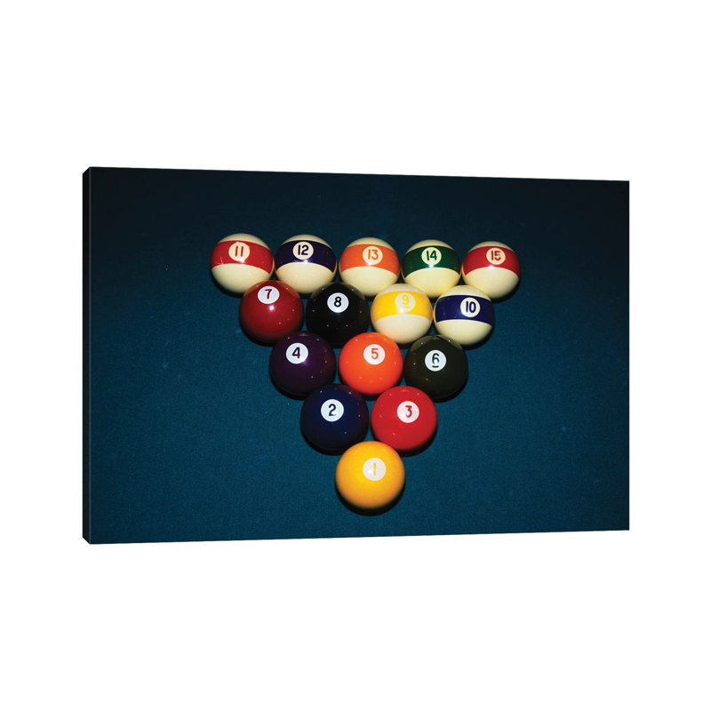 Billiard Balls Racked Up On Pool Table by Vintage Images - Wrapped Canvas Painting, 66.04 cm H x 45.72 cm W x 3.175 cm D