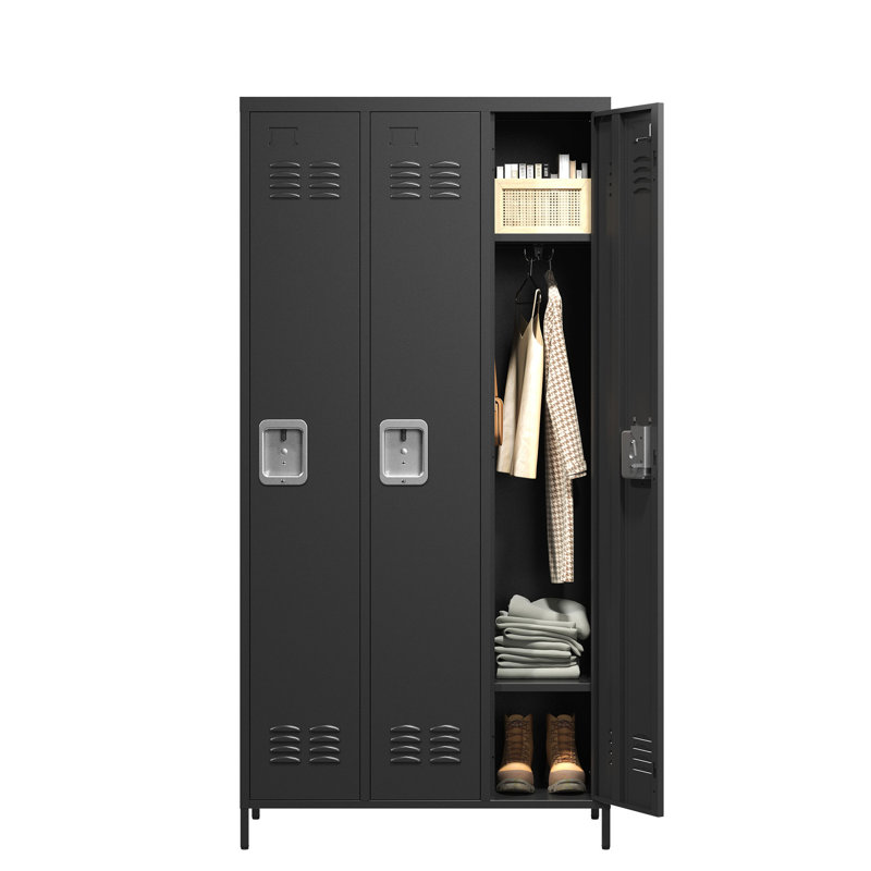 Casiers en métal de 72 po de hauteur avec fonction de verrouillage - Garage pour salle de gym à domicile, noir pour espaces organisés