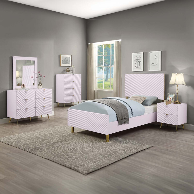 Miroir Gaines 34 po x 39 po, finition rose ultrabrillant, Rose