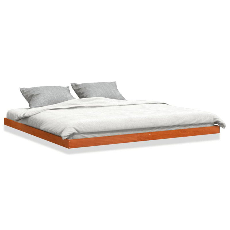 Vidaxl Bed Frame Wax Double Solid Wood Pine,  Super King (180 x 200 cm), Brown