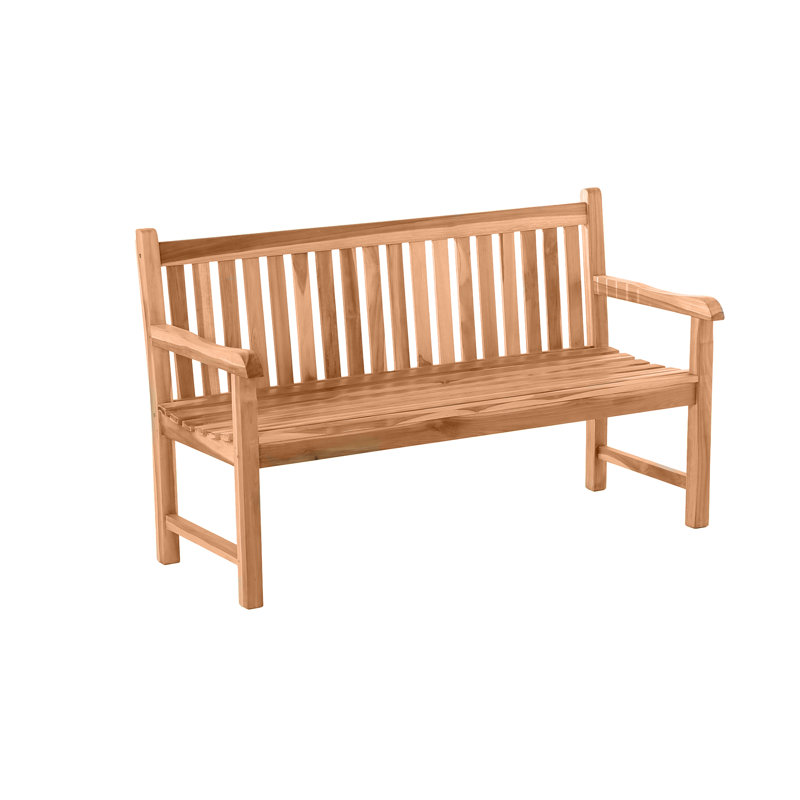 Lindel Solid Wood Teak Outdoor Bench, 92cm H x 150cm W x 63cm D