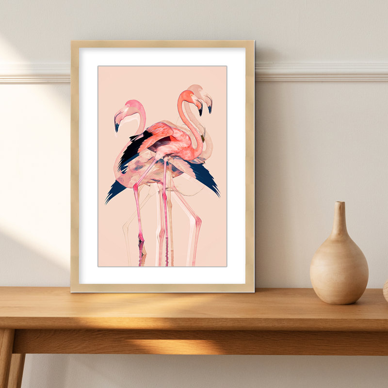 Coastal Retreat Flamingo Flares: Layers Of Abstraction, 48" H x 32" W