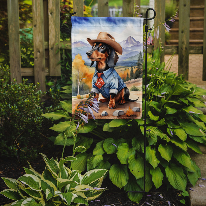 Drapeau Cowboy Welcome Garden, Teckel brun / noir