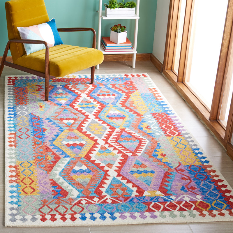 Tapis ivoire / rouge Horwich 407, Rectangle de 5 pi x 8 pi