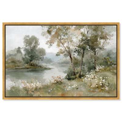 Silent Pond's Mirror III Canvas Print Vintage Wall Decor by Art Remedy, Gold Frame, 36 x 24