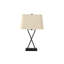 Lighting, H 25 po, lampe de table, port USB inclus, métal noir, abat-jour beige, transitionnel