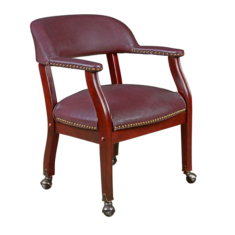 Chaise avec accoudoirs en tissu Nichael, Bourgogne, Inclus