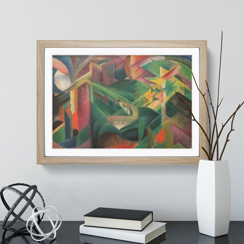 Deer in the Garden by Franz Marc - Picture Frame Painting, Oak, 48cm H x 65cm W x 2cm D