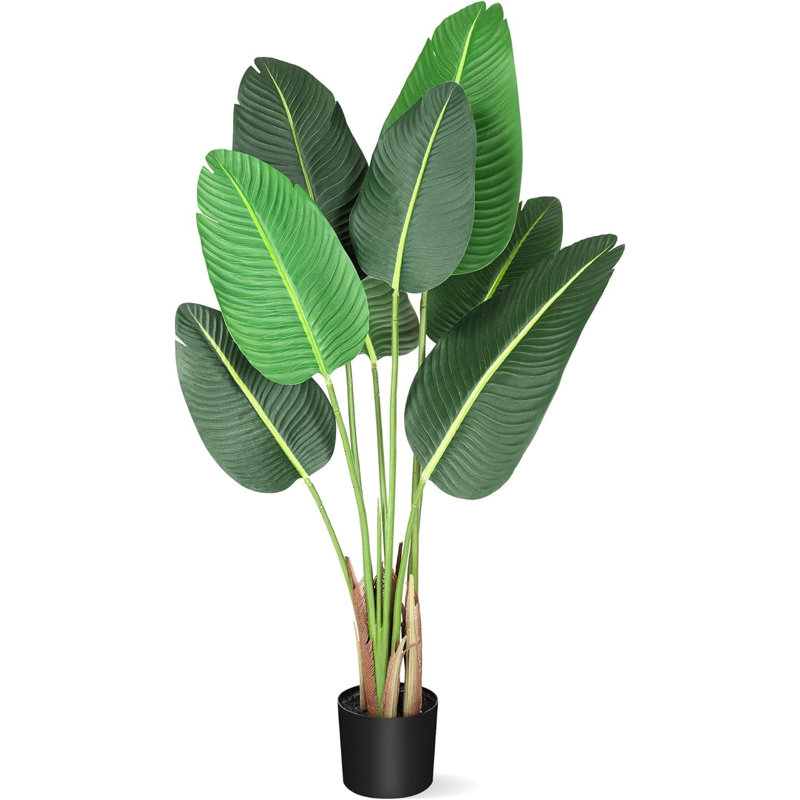 Fausse feuille de bananier en pot, H 48 po x l 6,3 po