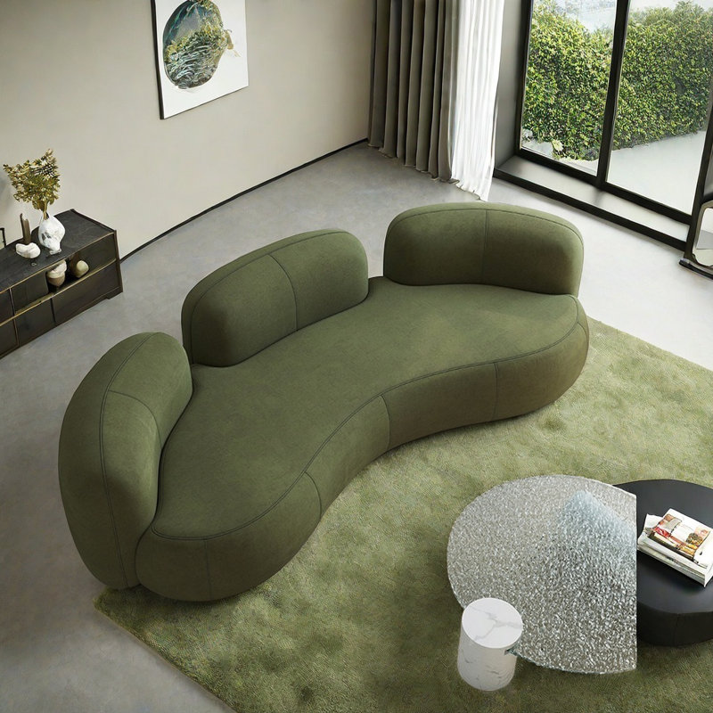 Modern Simple Curved Green Sofa